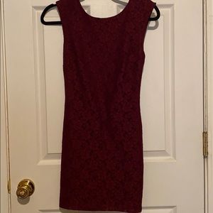 Purple high neck lace dress